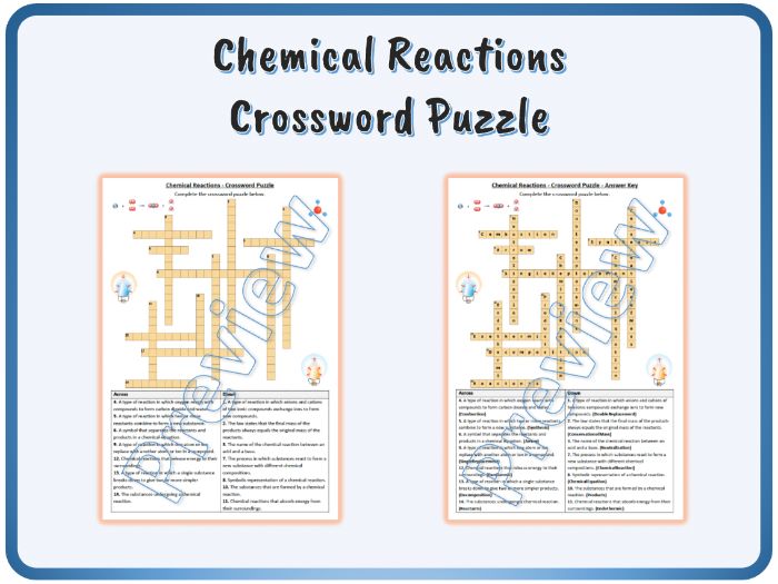 Chemical reactions crossword puzzle answers