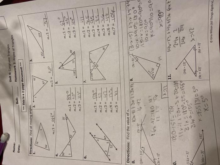 Geometry unit 6 answer key