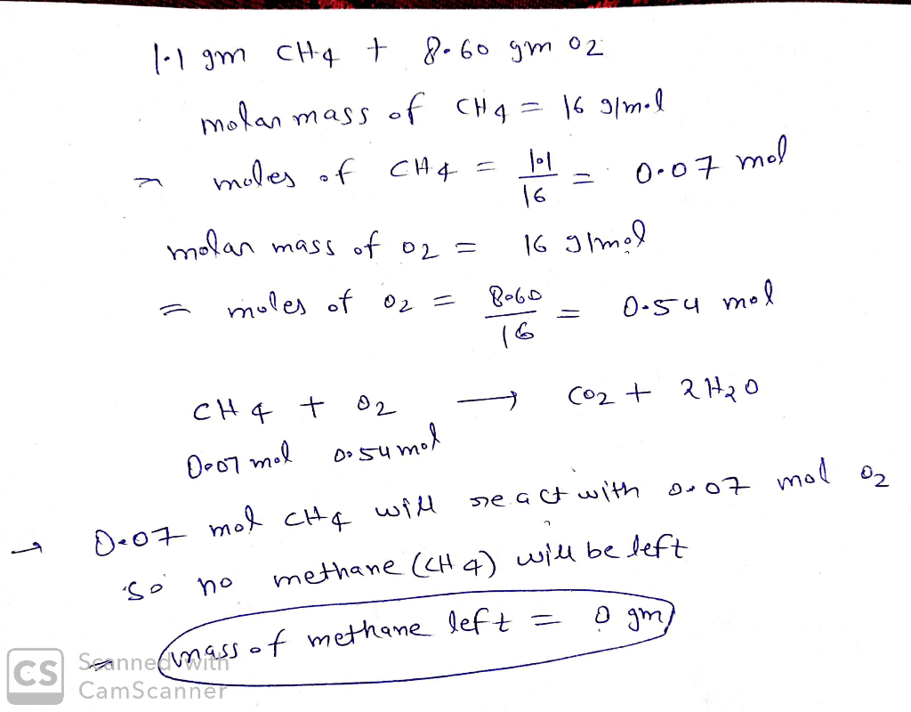 Methane molar mass solved mol transcribed problem text been show has