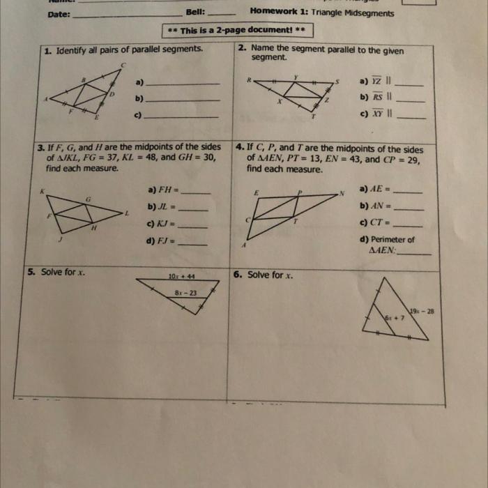 Geometry unit 6 answer key