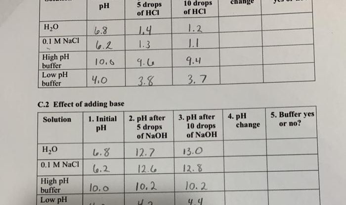 Acids bases ph and buffers lab report answers